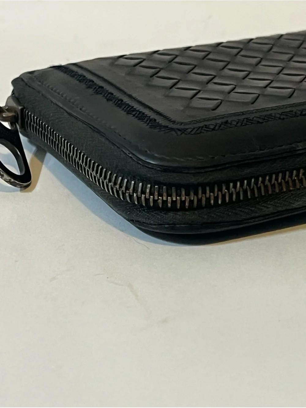 Bottega Veneta Intrecciato Woven Leather Zip Wallet Black 🇮🇹